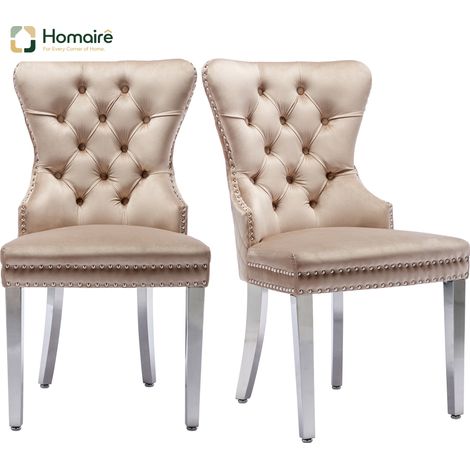 Beige Esszimmerstuhl aus Polyester 53 x 62.5 x 94.5 cm HOMAIRE (1/5)