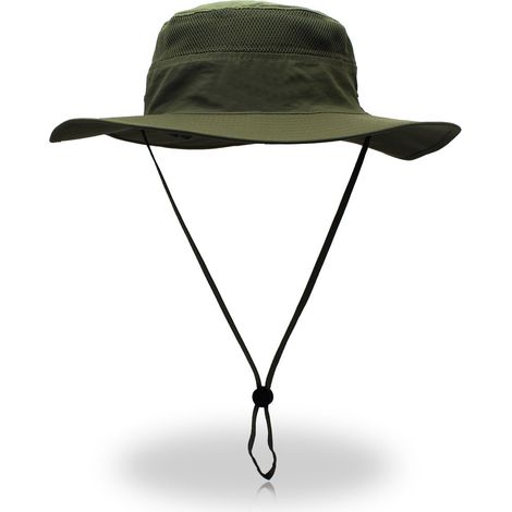 Chapeau de soleil pliable type bob, coloris vert militaire, protection solaire (1/5)