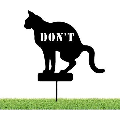 „Ban Cat Shitting Warning“-Slogan, Metall-Erdeeinsatz, Gartendekoration aus Schmiedeeisen