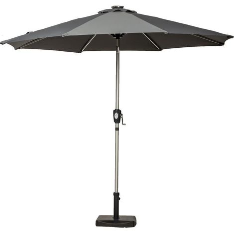 Crank and Tilt LED Strip Parasol - Aluminium/Polyester - L270 x W270 x H225 cm - Grey (1/4)