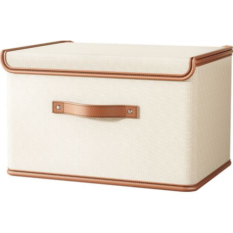 Boîte de rangement en tissu Oxford grand format 54 L avec couvercle rabattable et poignée, boîte de rangement pliable pour vêtements et jouets dimensions 50 × 35 ×31 cm (1/4)