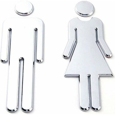 Signes WC Homme Femme Toilette Homme Femme Signs Plaque de Porte Pictogramme WC 2 pièces adhésif WC Stickers (1/5)