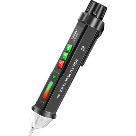 VC1015 Comprobador de tensión alterna sin contacto de 12V-1000V, portátil e impermeable, con lápiz de medición LED, detección de fase/cero, linterna y alarma sonora. (1/5)
