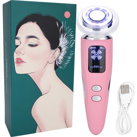 Appareil De Luminothérapie - 640-650 Nm Lumière Rouge + Lumière Bleue - Ionisation Positive Et Négative - Vibration Mécanique - Pour Soins Visage Et Contour Des Yeux - 1 Pièce (1/5)