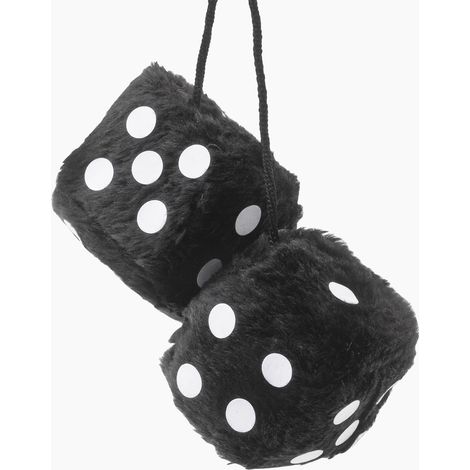 Double des DADOS20 en peluche a suspendre 6x6cm noirs points blancs - Swiss Drive