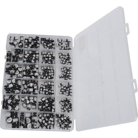 Kit 400 pièces condensateurs électrolytiques CMS aluminium 24 valeurs 1uF-1000uF 6.3V-50V assortiment (1/5)