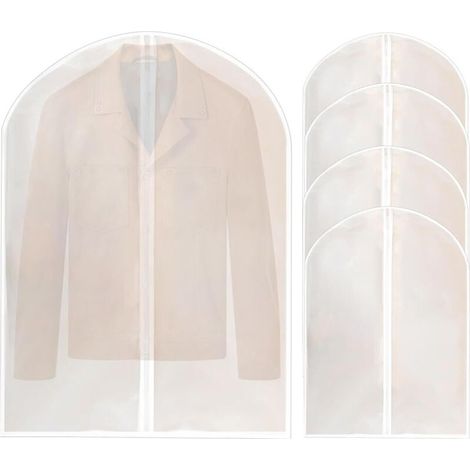 Housses de protection pour chemises, costumes, vestes, 60 x 80 cm, 5 pièces (fermeture éclair blanche) (1/5)