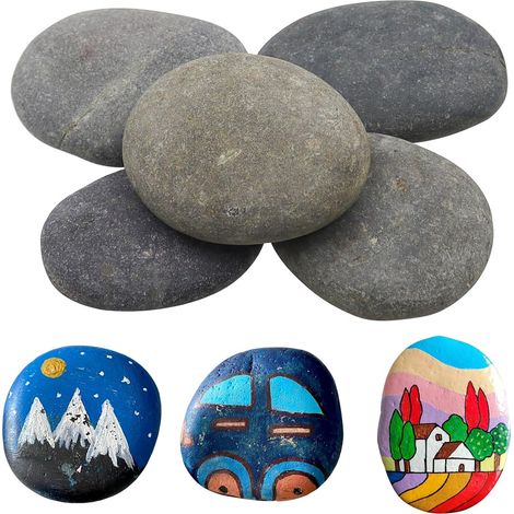 5 Pièces Galets a Peindre,Bricolage Créatif Cailloux,Galets Peints à La Main,8-12 cm Gèlets De Plage,Galet Pierres Décoratives pour Dessin de Pierres Peintes,Décoration de Jardin (1/5)