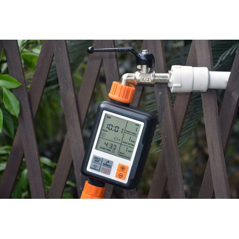 Timer automatico per irrigazione da giardino, compatibile con attacchi per rubinetti da ½ e ½ pollice, programma di memoria continua, timer automatico per irrigazione con display [Classe energetica A+ (1/5)