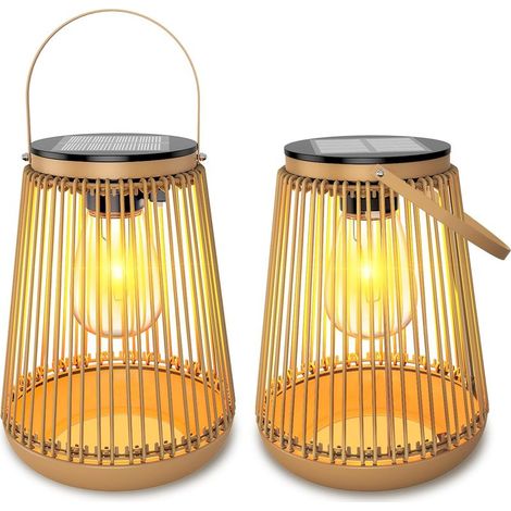 Set mit 2 wasserdichten, hängenden Solar-Gartenleuchten aus Metall, Dekoration für Terrasse, Garten, Veranda, Rasen, Hof, Geschenk für Mutter, Ehefrau, Oma, Ehepartner [Energieklasse A+++] (1/5)