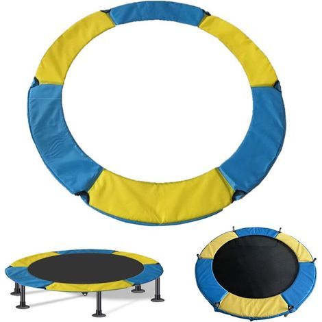 Housse de sécurité pour trampoline, housse à ressort, tapis de remplacement pour trampoline, couleurs mélangées, jaune et bleu, 1,4 m (1/3)