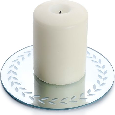 supporto in vetro 6 pezzi specchio diametro 15 cm