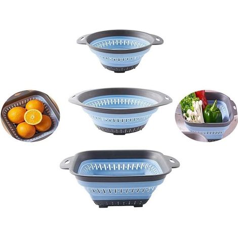 Passoire pliable-passoire en silicone-résistant à la chaleur pliable égouttoir de cuisine pour pâtes et légumes-va au lave (1/4)