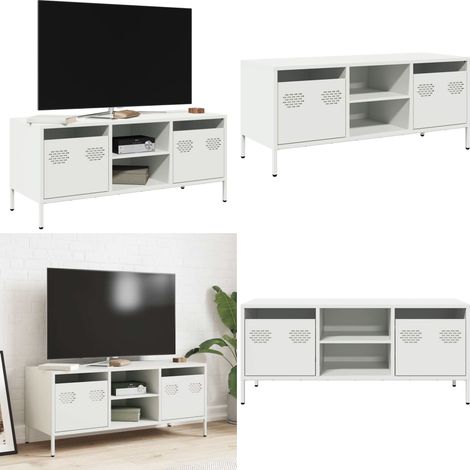 Mueble para TV acero laminado en frío blanco 101,5x39x43,5 cm - Acero laminado en frío - Mueble industrial