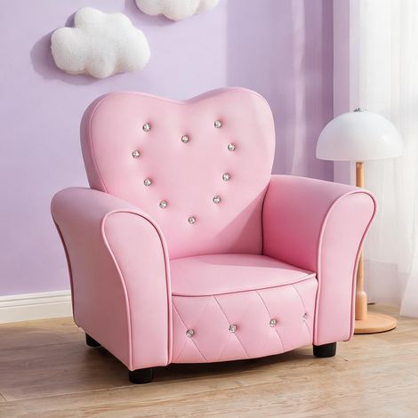 Fauteuil enfant en mousse et bois massif 59 x 41,5 x 49 cm rose (1/5)