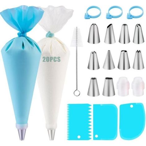 Ensemble de 40 poches à douille, douilles, kit de pâtisserie, accessoires de pâtisserie, ustensiles de cuisine