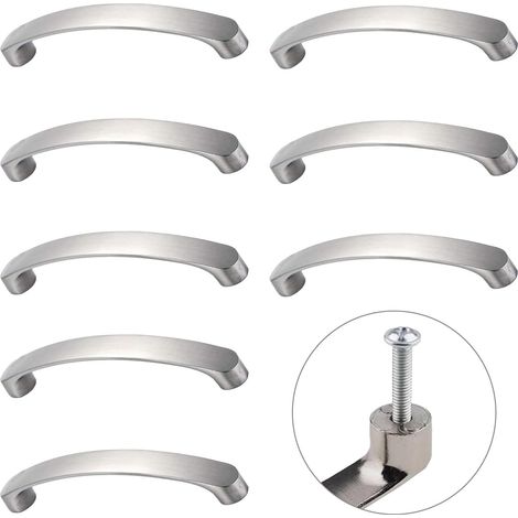 Ensemble de 8 poignées de meubles en alliage d'aluminium, comprenant des poignées incurvées avec des bases solides, des poignées de porte de cuisine modernes et minimalistes, adaptées à différents sty (1/5)