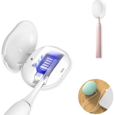 Esterilizador cepillos dientes, UV cepillos dientes, Recargable USB, Autoadhesivo, Luz UV esterilizante, Protector UV cepillos dientes, Blanco (1/5)