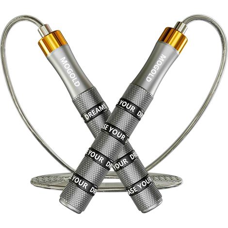 Corde à sauter réglable – Fil d'acier PVC de 4 mm avec double roulement à billes et rotation à 360° – Poignées ergonomiques en métal/caoutchouc pour crossfit, HIIT, perte de poids (1/5)