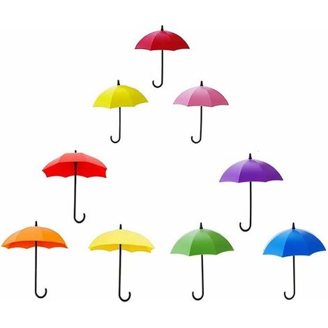 Crochet Adhésif Parapluie,Crochet Mural Parapluie Autocollant Parapluie Crochet pour Chambre salle de bain cuisine porte murale(9 pièces) (1/5)