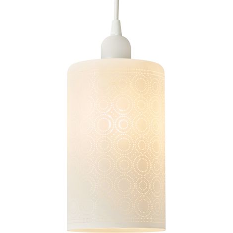 Litecraft Patty Light Shade Circle Patterned Easy Fit Glass Lampshade - White