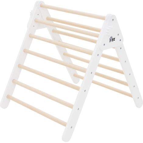 Joyz Kletterdreieck für Kinder ab 2 Jahre, Weiß, Klettergerüst Indoor aus Massivholz, Pikler Dreieck, Montessori Spielzeug, Holzdreieck für Baby, Kletterleiter Kletterturm Klettergerät Spielgeräte