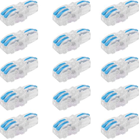 20 connecteurs rapides pour fils, 1 entrée, 2 sorties, bornier transparent de type T pour conducteurs SPL-F12 (bleu) (1/5)