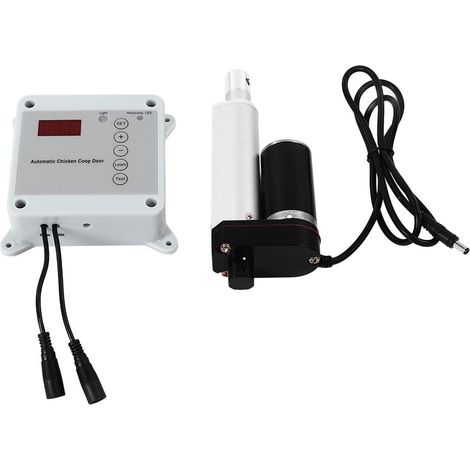 Zeitgesteuerter, lichtempfindlicher automatischer Hühnerkäfigtüröffner und -schließer mit Fernbedienung (EU-Stecker, 100–240 V) (1/5)