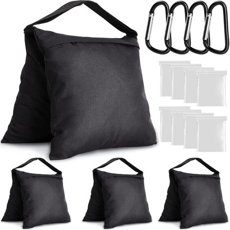 Sacs de sable robustes, sacs lestés, sacoches de studio photo, support, support d'éclairage, terrasse extérieure, sports, décors photo, plateaux de tournage, productions en direct (noir, lot de 4) (1/5)