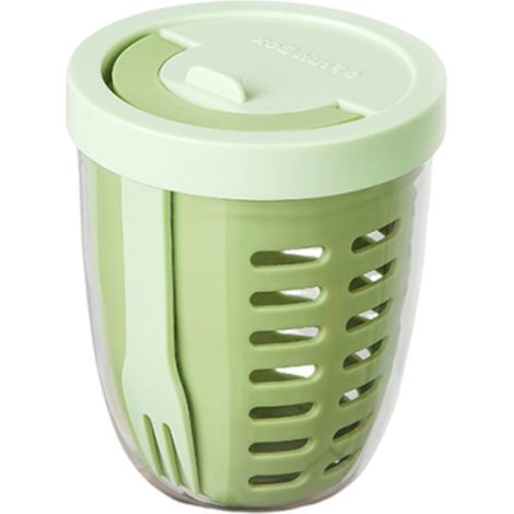 Boîte de conservation alimentaire - Boîte à fruits double couche étanche - Drainable - Portable - Ronde (1/5)