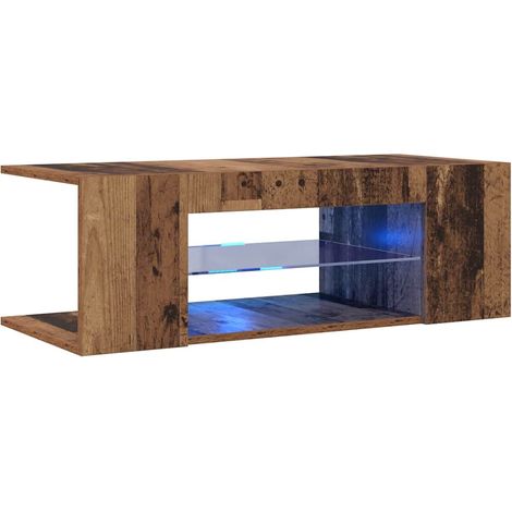 Maison Exclusive - TV-Schrank mit LED-Leuchten Altholz-Optik 90x3