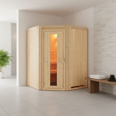 Sauna d'angle intérieur Karibu Nanja 2-3 places 151x151cm (1/5)