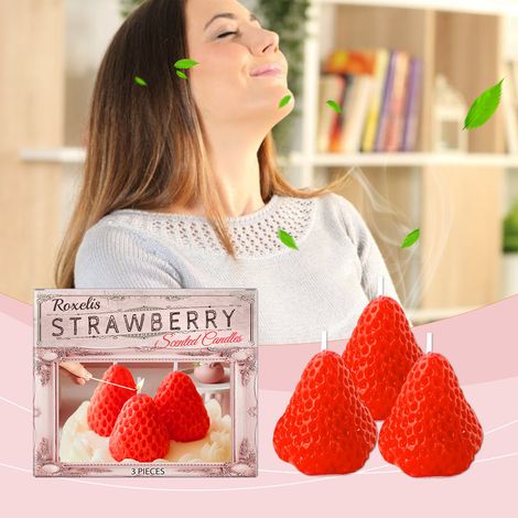 Les bougies à la fraise apportent une touche de chaleur et de romantisme, parfaites pour les décorations du Nouvel An, les cadeaux d'anniversaire ou les petites attentions — Lot de 3 -- BIEMMEDUE (1/5)