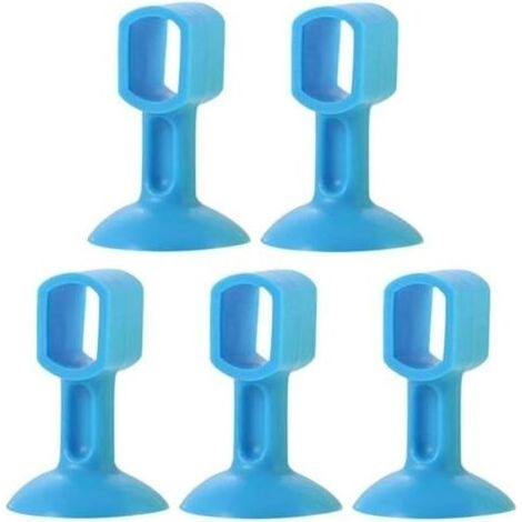 5-teiliges Türstopper-Set, stoßfester Silikonschutz, Saugnapf-Türstopper zur Wandmontage für Badezimmertüren, Antikollisionsschutz (Farbe: Blau) (1/5)