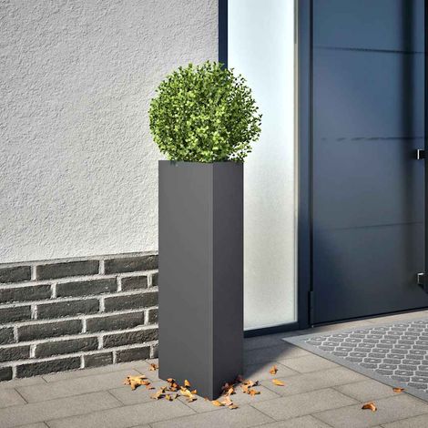 Jardinière Triangulaire en Acier Bac à Fleurs Anthracite pour Jardin et Balcon 30x26x75 cm - PANGIVO (1/5)