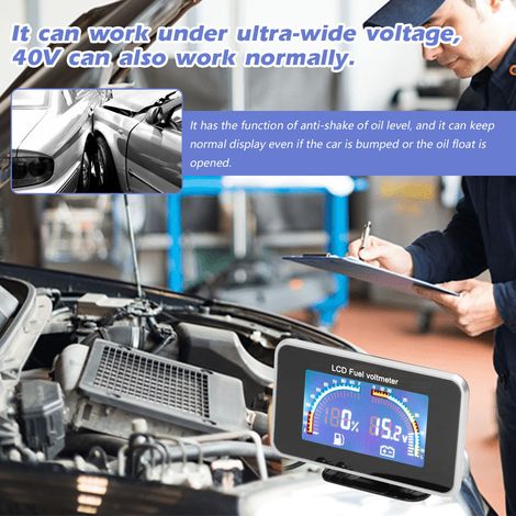 Indicatore digitale LCD 2 in 1 del livello del carburante, voltmetro, strumento universale 9-36V per camion, SUV e camper. (1/5)