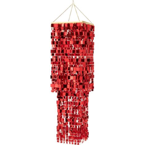 Abat-jour chandelier carré pvc rouge pour suspension élégante - Rouge brillant intense (1/5)