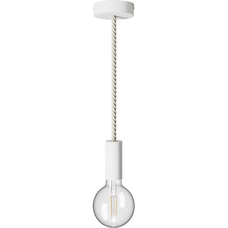 creative cables - Lampada a sospensione Made in Italy completa di cordone nautico XL 16 mm con finiture in legno verniciato