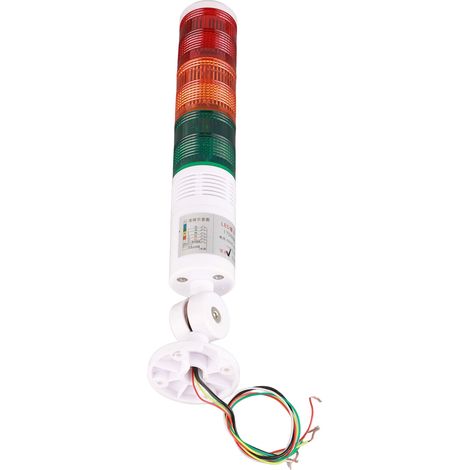Tour Lumineuse LED 3 Étagères Rouge Jaune Verte IP54 Lampe Signal Industrielle Pliable avec Avertisseur Sonore 24V DC