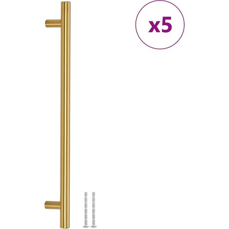 Poignées de Meuble et Tiroir en T Acier Inoxydable Entraxe 224 mm Doré Lot de 5 pcs (1/5)