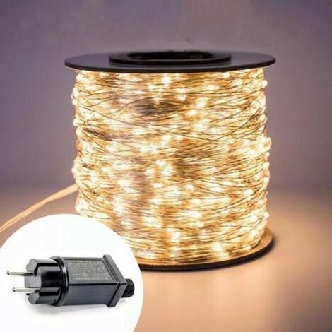 Guirlande lumineuse LED - 20 m, 200 LED, fil de cuivre, guirlande LED d'intérieur, guirlande décorative scintillante en forme d'étoiles pour l'intérieur/l'extérieur, Noël (blanc chaud) (1/3)
