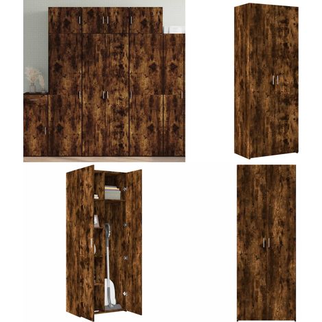 Highboard Räuchereiche 70x42,5x185 cm Holzwerkstoff - Hochschrank - Holzwerkstoff (1/5)