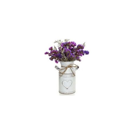Vase en métal en forme de cœur, inspiré des bidons à lait, pour une décoration rustique de ferme. (1/5)