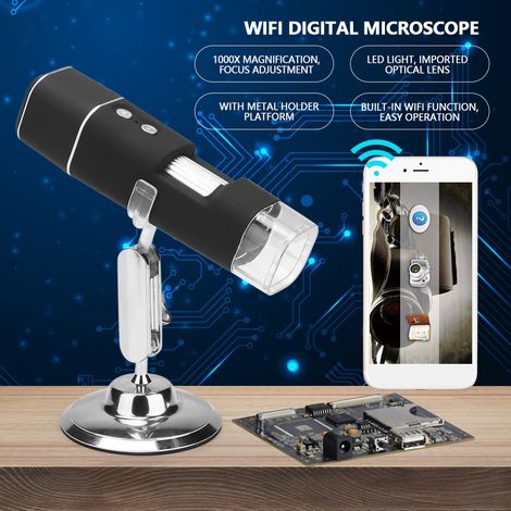 Microscope numérique portable sans fil WiFi grossissement 1000x capteur 2MP HD USB compatible iPhone Android (1/5)