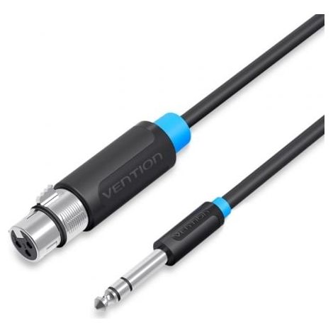 Cable Estéreo Vention BBEBH/ Jack 6.5 Macho - XLR Hembra/ 2m/ Negro