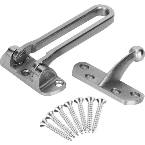 Boucle de verrouillage antivol en acier inoxydable, verrou de sécurité pour porte de maison ou d'hôtel (nickel brossé) (1/5)