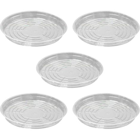 Platillos para macetas (5 unidades) - PET transparente y resistente - 4 tamaños ajustables (15 cm, 20 cm, 25 cm, 30 cm) para plantas de interior y jardín. (1/5)