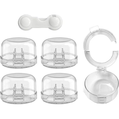 Protège-boutons de Sécurité pour Cuisinière 5 verrous de sécurité transparents Boutons anti-enfant sécurisés Pour cuisinière, four, appareil, brûleur, cuisine (1/5)