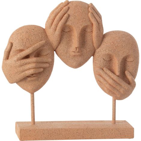 Statuette 3 Visages sur Socle "Morris" 30cm Terracotta (1/3)