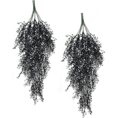 4 piezas, Flores artificiales, Plantas artificiales, Plantas colgantes artificiales, Plantas colgantes artificiales, fiesta, Blanco y negro (1/5)
